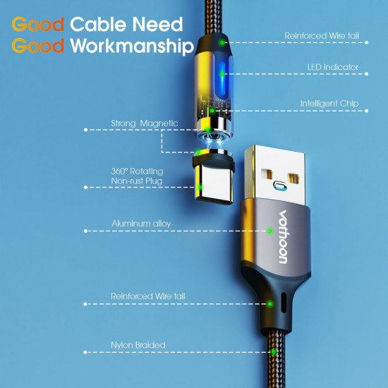 Vothoon Magnetic Charging Cable USB Charger Cord Micro USB Type C Fast Charge Cable For iphone Xiaomi Mobile Phone Magnet Wire Vothoon Magnetic Charging Cable USB Charger Cord Micro USB Type C Fast Charge Cable For iphone Xiaomi Mobile Phone Magnet Wire