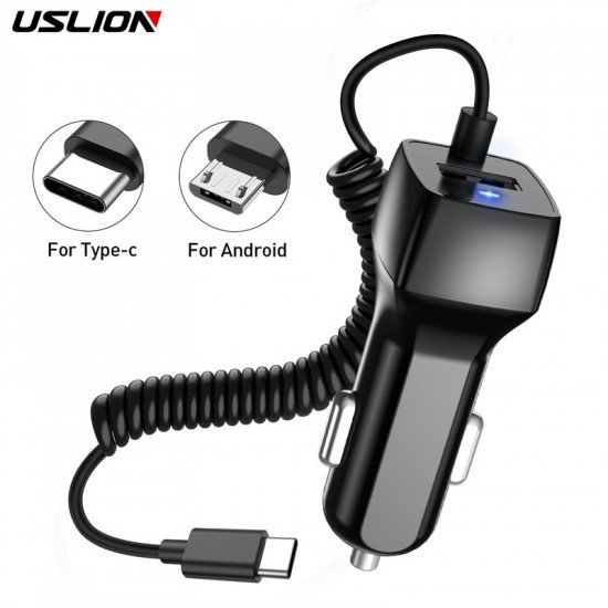 USLION USB Car Phone Charger For Samsung S10 S9 Plus Car-charger Micro USB Type C Cable Fast Quick Charge For Xiaomi Huawei SONY USLION USB Car Phone Charger For Samsung S10 S9 Plus Car-charger Micro USB Type C Cable Fast Quick Charge For Xiaomi Huawei SONY